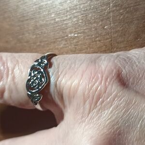 New Silver Toned Heart Ring with Celtic Knots. Size 8